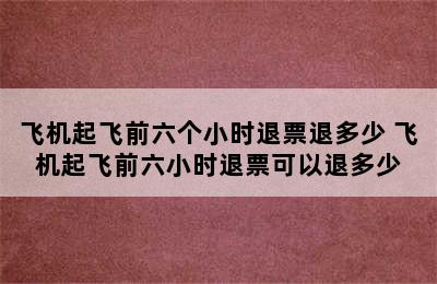 飞机起飞前六个小时退票退多少 飞机起飞前六小时退票可以退多少